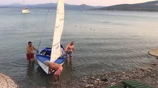 Timelapse of sailing the Wayfarer  dinghy home and tidying the sails