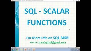 SQL Tutorials | SQL Scalar Functions