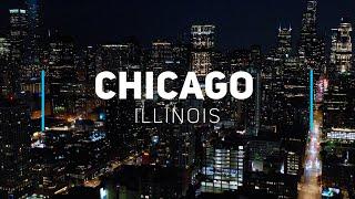 Chicago summer nights, downtown flyover |4K drone video