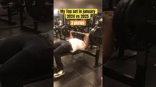 My Top set in january 2024 vs 2025.. #robertoscarsson #strength #benchpress #motivation #gymbro