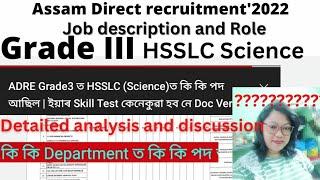 Assam Direct recruitment Grade III HSSLC Science| Posts for grade III HSSLC| Grade III skill test|