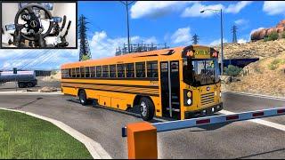 Legendary Blue Bird American School Bus - American Truck Simulator - Moza R9 Setup