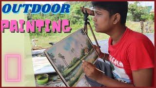 Outdoor Painting @subhojitMondalArt Watercolor Painting in Outdoor // Drawing