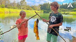 Fishing for Carp and Perch at Secret Pond in Hawaii