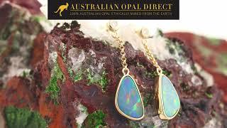 Gold Earrings, Green Earrings, Opal Stud Earrings - Australian Opal Direct | Worldwide Shipping