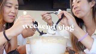 weekend vlog | café hopping, baking macarons, sports