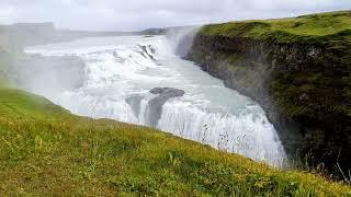 Gullfoss waterfall Iceland drone 4k footage