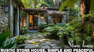 The "mysterious" stone house with a tropical garden full of moss and ferns