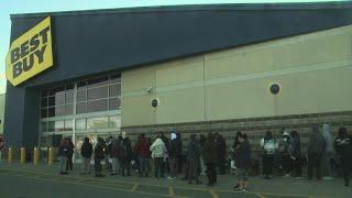 Dozens line up outside Best Buy at the Maine Mall for coveted computer graphics cards