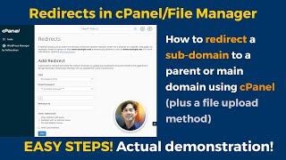 How to redirect a subdomain to a parent main domain in cPanel or using a file upload method (2023)