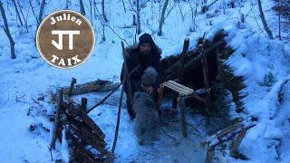 Bivouac Bushcraft : "Abri naturel enneigé" #bushcraft #bushcraftfrance @yvan-bushcraft-alpin