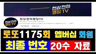 로또1175회 멤버십 회원들을 위한 20수 및 패턴 분석 자료