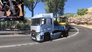 Trucking through winding roads in Greece - Euro Truck Simulator 2 | Steering wheel gameplay
