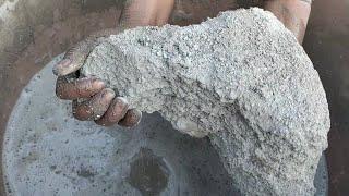 New/ Extra Gritty super soft pure cement crumbling in water  dipping+mixing