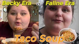 Amberlynn teaches us how to make taco soup | Becky Era vs Faline Era