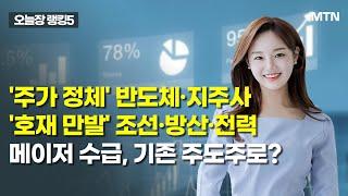 [오늘장 랭킹5] '주가 정체' 반도체·지주사 '호재 만발' 조선·방산·전력메이저 수급, 기존 주도주로? / 머니투데이방송 (증시, 증권)