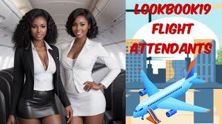 ai lookbook black Flight Attendants in black/white uniforms #ai #aigallery