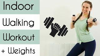 INDOOR WALKING WEIGHTLOSS WORKOUT + WEIGHTS || Beginner Friendly / Knee Friendly