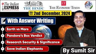 2 December 2024 | Editorial Discussion |  Mars v/s Earth, Research Security, Elephants, Communal