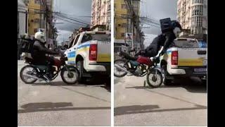 Biker Crashes Into Pick-Up Truck At High Speed || Accident