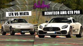 760 HP RENNtech AMG GT R Pro vs LFX V6 MIATA - Nurburgring Battle