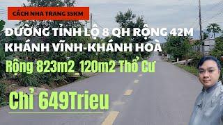 Đất Thổ Cư Rộng 823m2 Nằm Trên Mặt Đường Tỉnh Lộ 8 Qh Rộng 42m chỉ 649tr tại khánh vĩnh khánh hoà