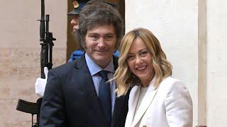 Javier Milei recibe a Giorgia Meloni en Casa Rosada