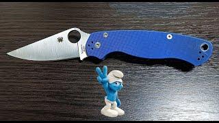 Spyderco Paramilitary 2 M390. Bento Box Shop "Smurf" Blue.