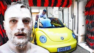 TGF Driving A Convertible Car Through A Car Wash