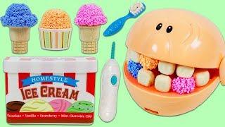 Feeding Mr. Play Doh Head Play Foam Ice Cream!
