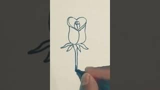 Rose Drawing | Rose draw shorts | How To Draw A Rose | Flower Design Drawing | Flower Art | #shorts