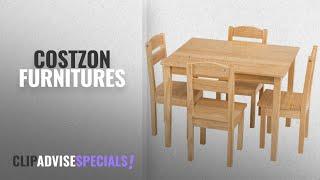 10 Best Selling Costzon Furnitures [2018 ]: Costzon Kids Wooden Table and Chairs, 5 Pieces Set