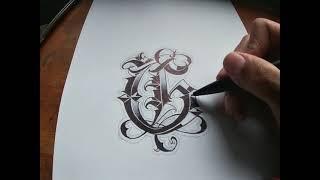 Lettering tatuaje abecedario, Time lapse diseño letra G (Tattoo lettering alphabet)