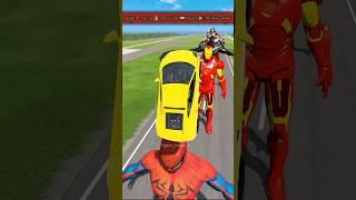 Spider man Iron‍ man vs India  Pakistan  और NewZealand  #facts #shorts #car #beamngdrive