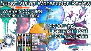 Super Vision Watercolor Review, Lightfast Test Layered Color Tubes Pans + How to Mix Your Own!