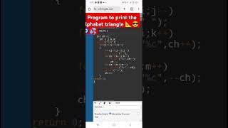 C Program to print the alphabet triangle #coding #programminglanguage #cprogramming #cprogram