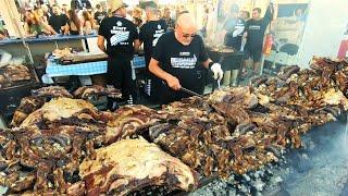 Street Food from Uruguay. Tons of Grilled Meat. 'Feria de los Pueblos'