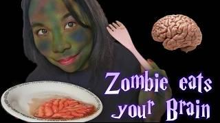 ASMR AWKWARD ZOMBIE EATS YOUR BRAIN (Soft Spoken, Layered Sounds, Jello Brain) ‍️ [Roleplay]