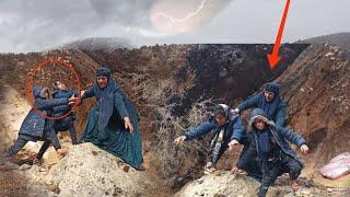 resistance of grandmother and two orphans after being kicked out hut in winter storm in mountains