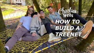 Building a simple treenet. #treenet #spacenet #web #treehouse #hammock #paracord #rope #net #weave