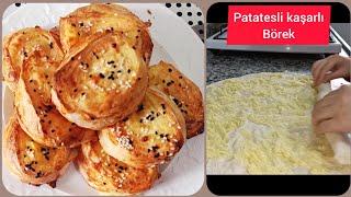 Az malzeme ile nefis patatesli kaşarlı börek tarifi.hazır yufkadan. Potato and Cheddar Pastry Recipe