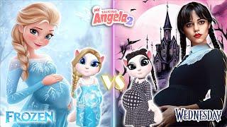 My talking Angela 2 | Pregnant Wedneday VS Pregnant Elsa | new update  cosplay