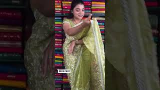 Party Wear Crushed Tussar Allover Embroidery Sarees I Wholesale Shop I@Rkcollectionssarees