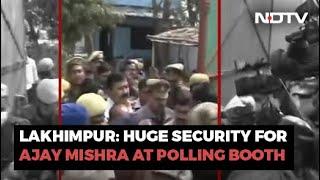 UP Polls: Minister Ajay Mishra, Scores Of Cops, Chaos As He Votes In UP's Lakhimpur