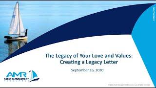 AMR Financial Planning Webinar: "Creating A Legacy Letter" (09.16.2020)