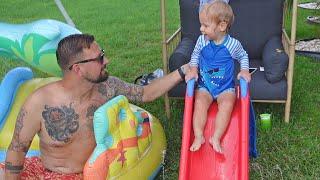 Fun Backyard Toddler Water Park Day & We Gave Jackson A Practice Mock Haircut! | Home Vlog