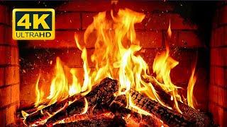  Cozy Fireplace 4K (12 HOURS). Fireplace with Crackling Fire Sounds. Fireplace Burning 4K