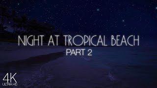 8HRS of Gentle Night Ocean Sounds with Relaxing Music - 4K Starlit Night at Tropical Beach - Part #2