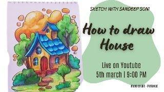 How to draw a beautiful House ? #housedrawing #colourpencilart #pencilart #liveart #liveclass