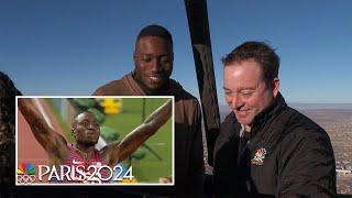 Grant Holloway relives his 110m hurdles title from a hot air balloon | NBC Sports